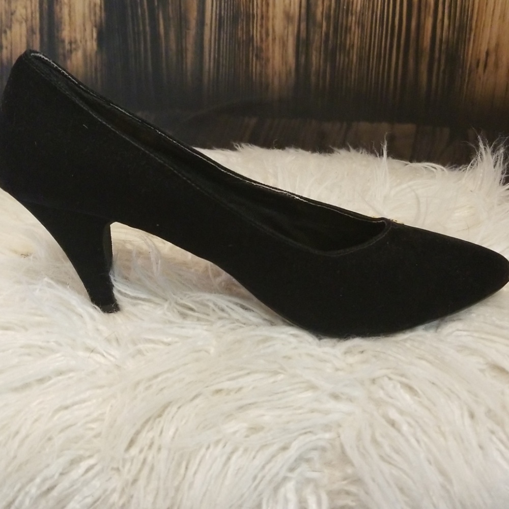 {vintage} Black velvet heels/snake ornamentation - Picture 5 of 8